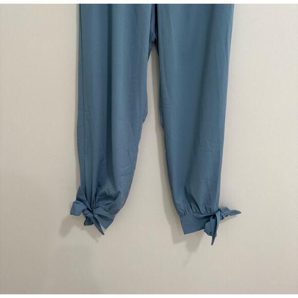 Lulus NWT Dusty Blue Tie Hem Jogger Pants - Picture 3 of 8
